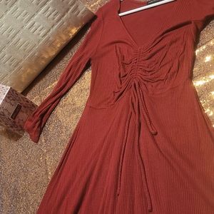 Maroon knee length flowy dress
